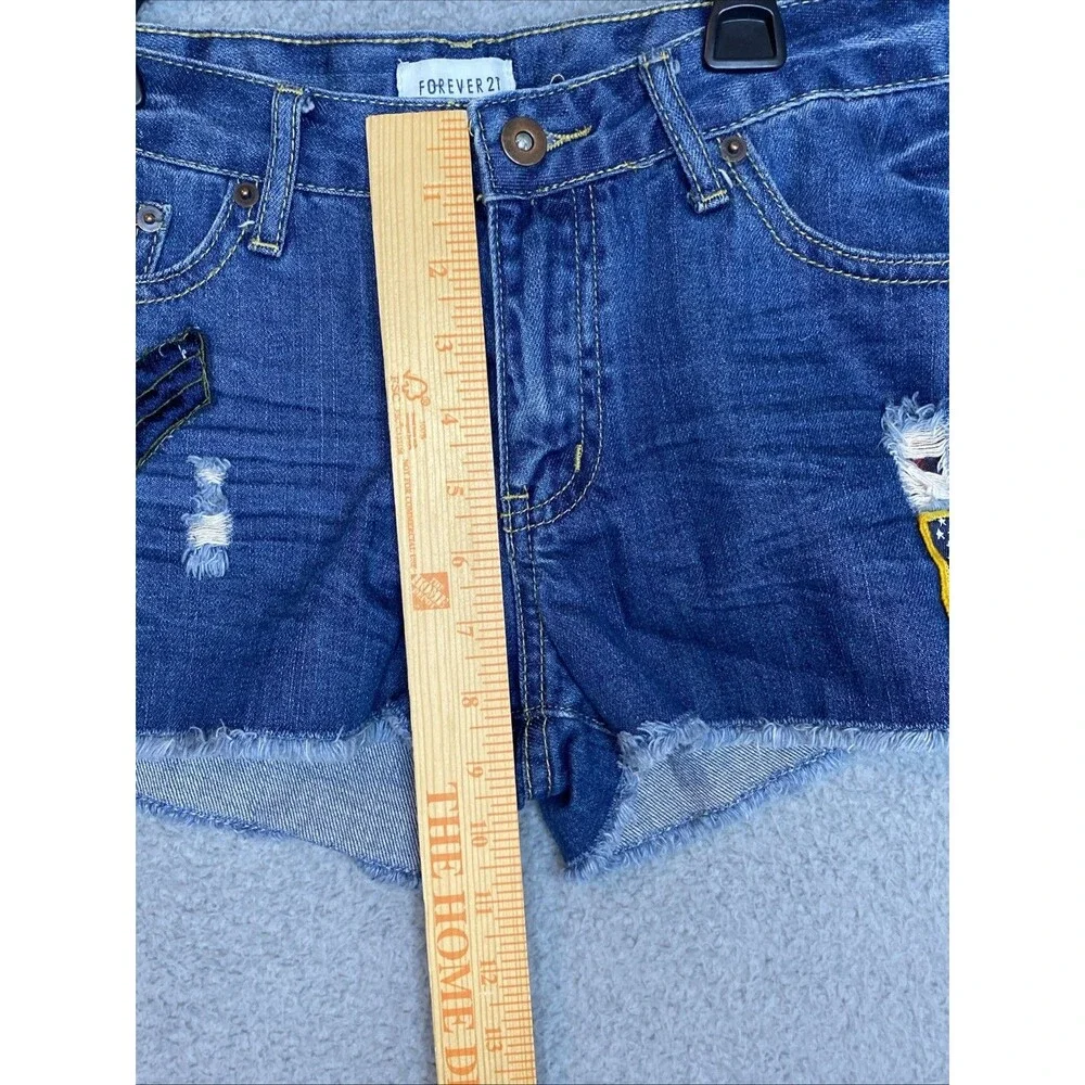 Forever 21 Denim Shorts Jean Sz 29 (Fit 30x2) Distressed Funky Retro Hippie
